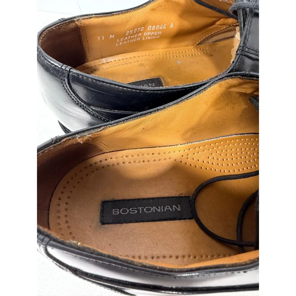 Bostonian First Flex Mens Black Leather Plain Toe Derby‎ Dress Shoes 25070 11 M